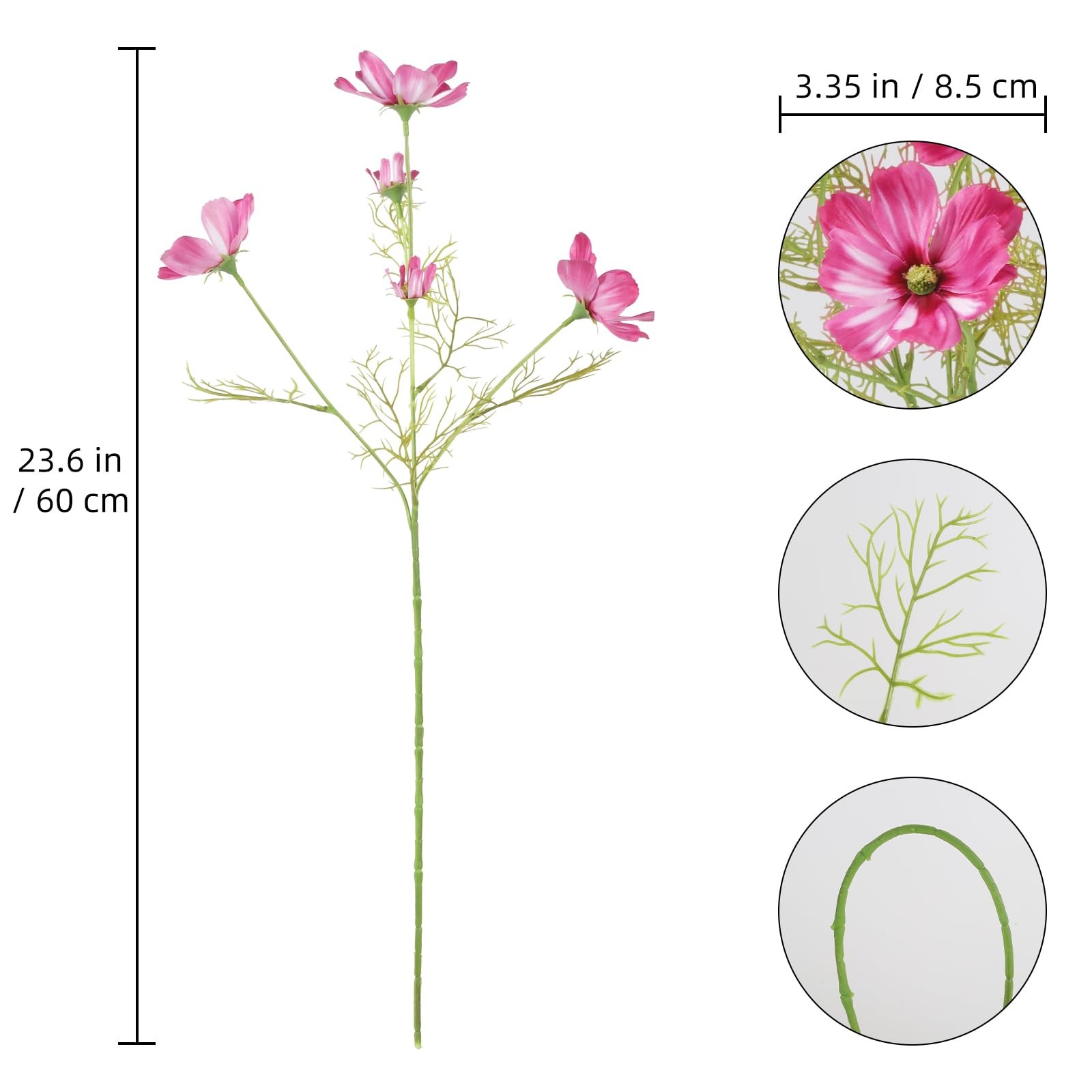 Hot Pink Wildflowers Artificial Flowers 8Pcs Daisy Silk Flowers 40 Heads Faux…