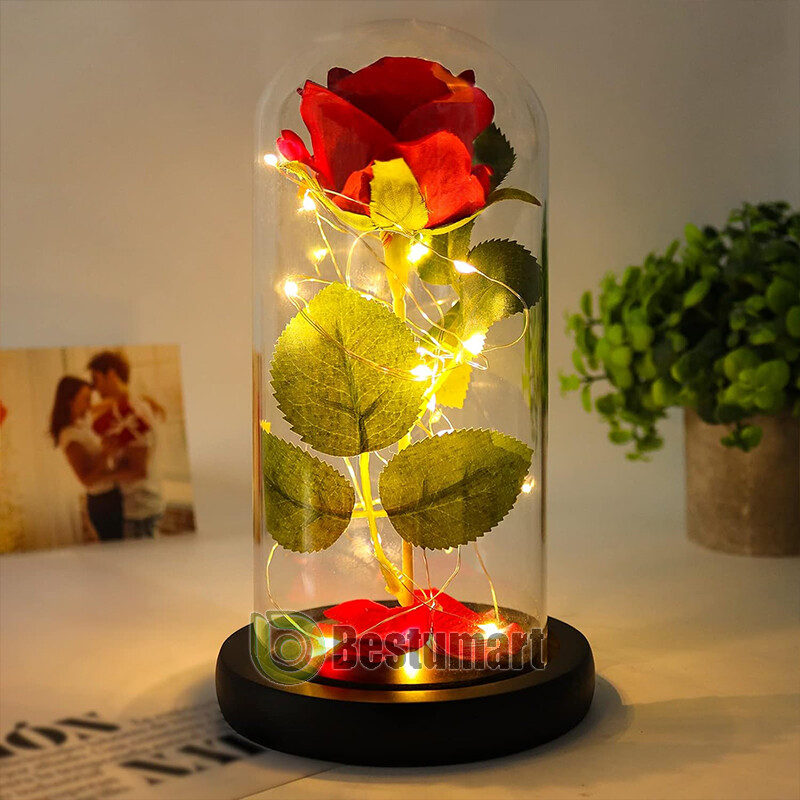 Eternal Rose Eternal Flower LED Glass Light Anniversaries Valentine Gift for Her