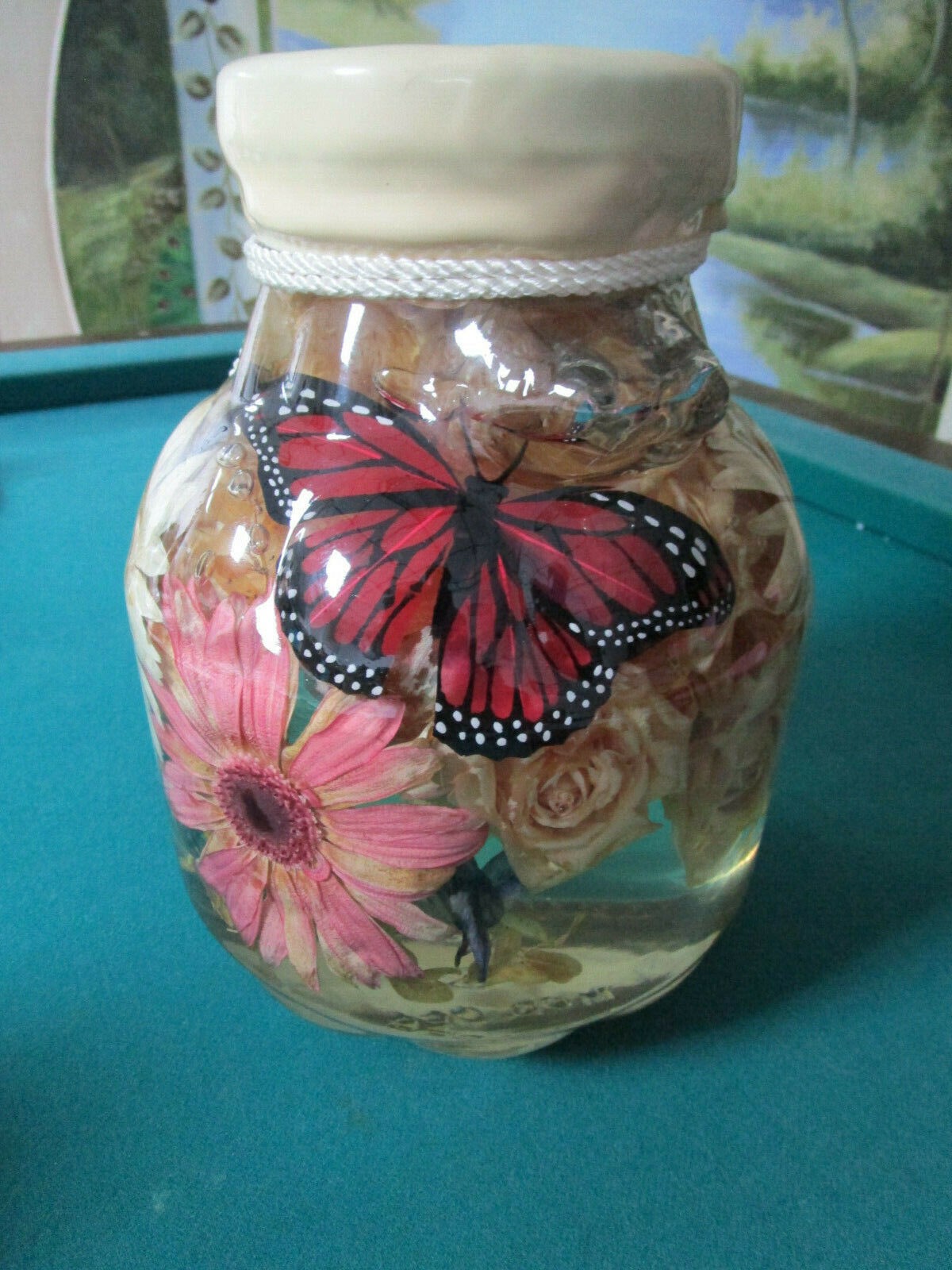 Rb Rose Brier Flower Butterfly Illusion Acrylic Water Jar Container