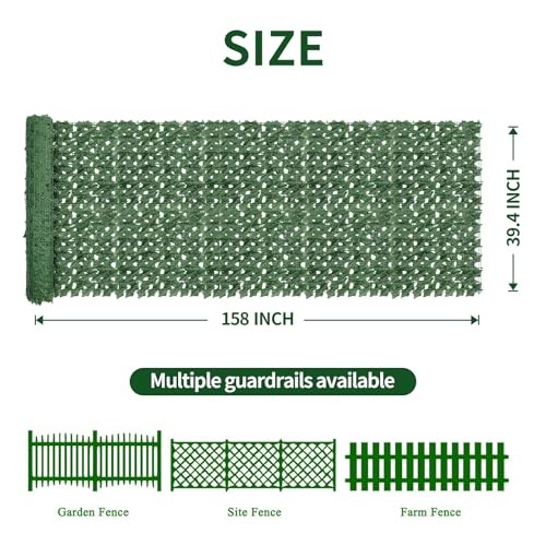 Artificial Ivy Privacy Fence Screen,UV 39.4″x158″ Green Sweet Potato Leaves