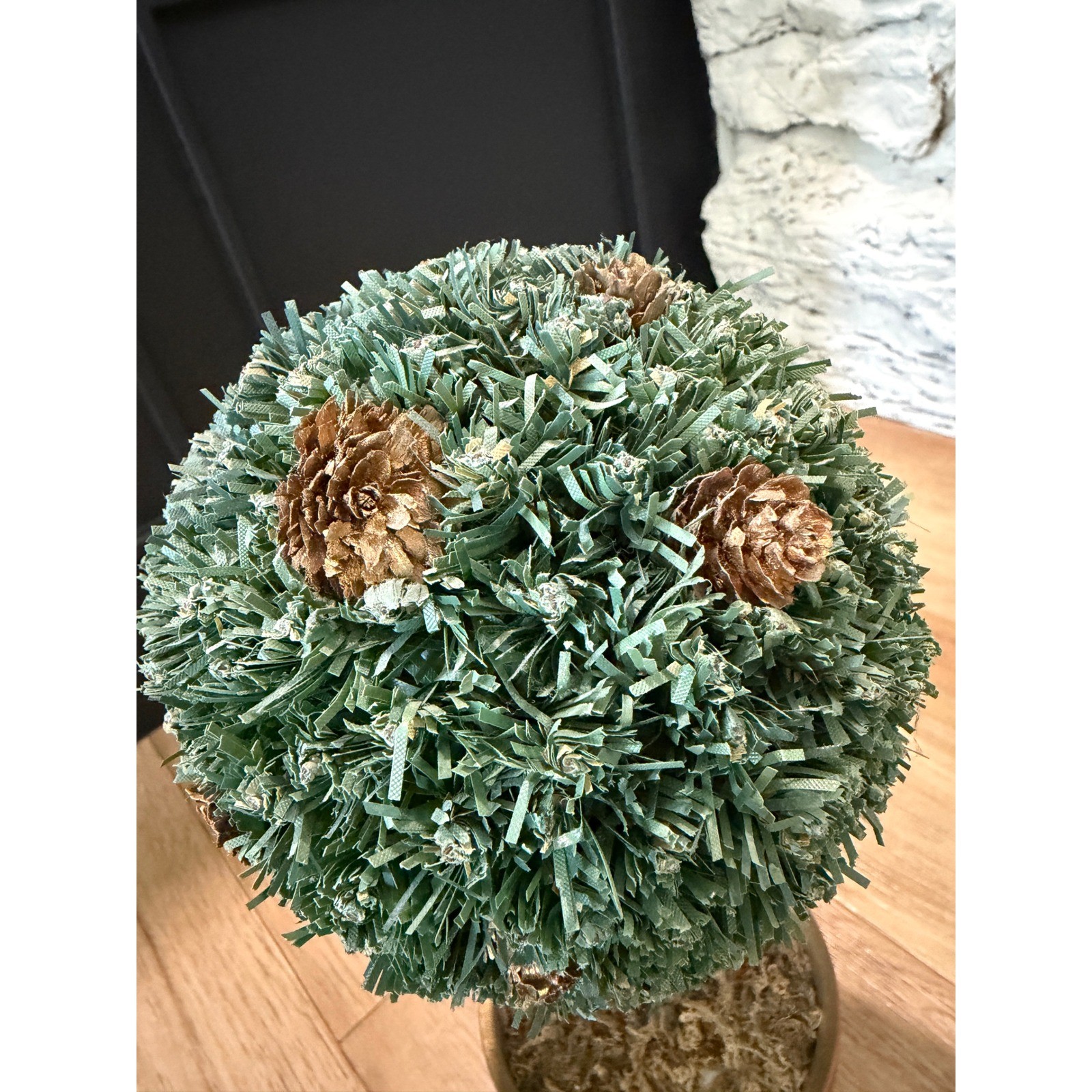 Faux Pine Topiary Tree with Pine Cones in Terracotta Pot Green Rustic Decor 12in