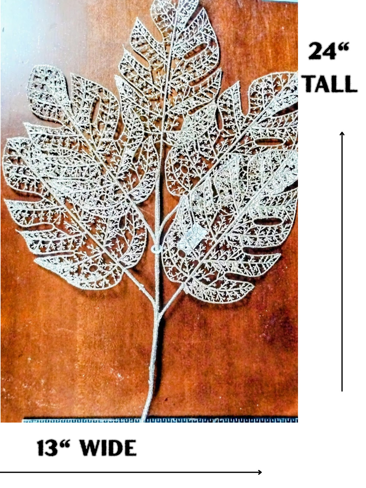 24″ Glitter Leaf Pick Stems Lot of 10 Artificial Floral Holiday Craft Decor