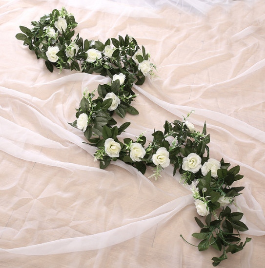 2.2m Artificial Flower Silk Rose Leaf Garland Vine Ivy Home Wedding Garden Décor