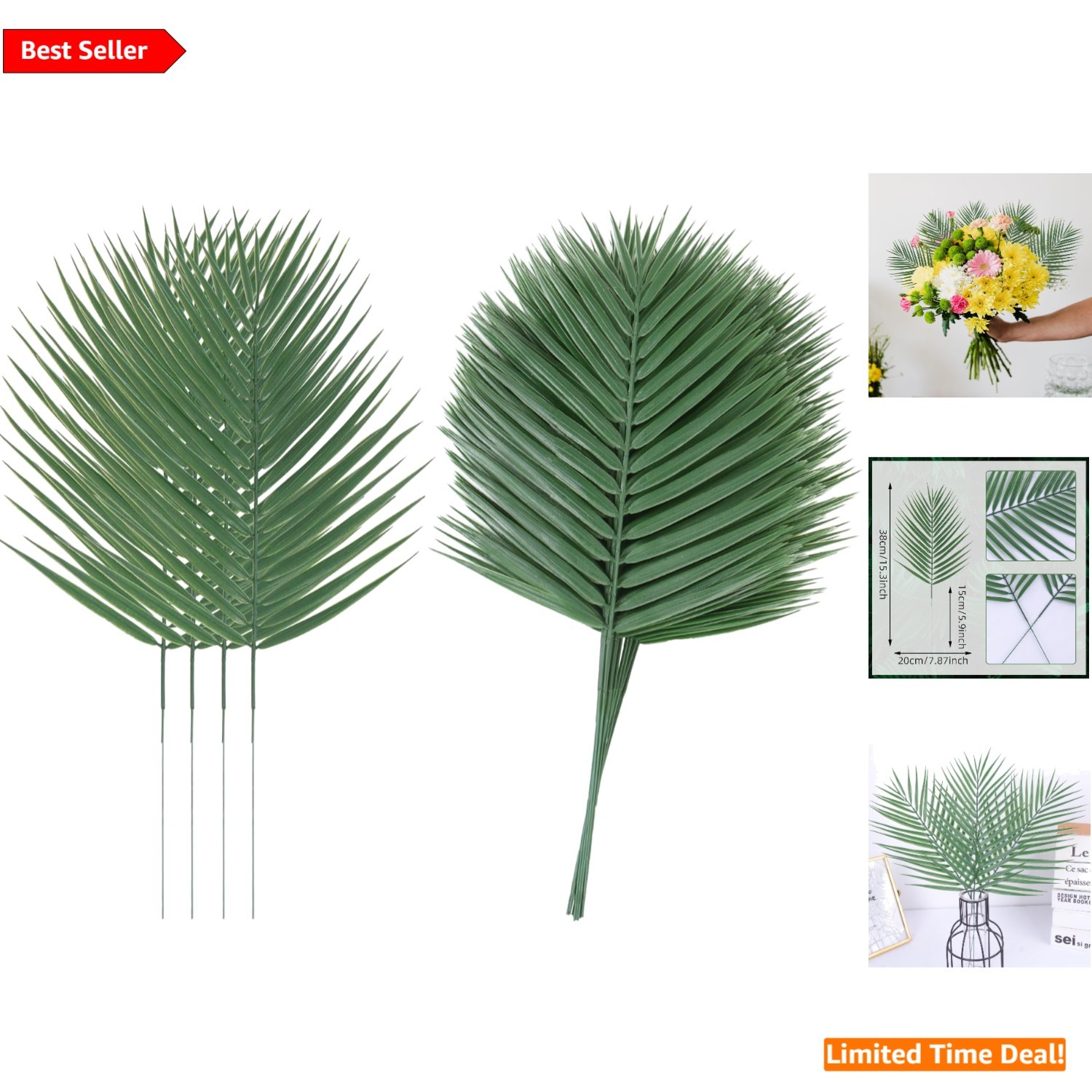 20 Pcs Lifelike Artificial Palm Leaves for Tropical-Themed Decor & Events