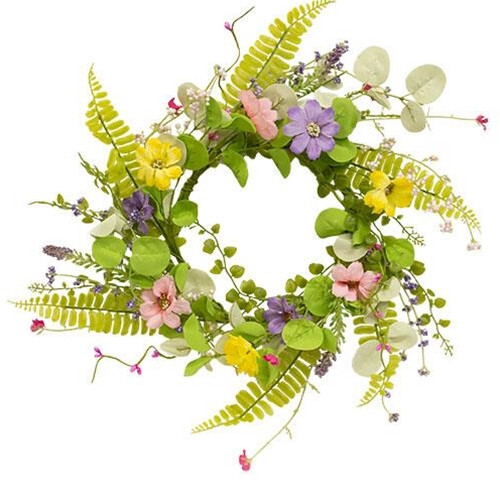 Spring Mix Blossoms Candle Ring / Wreath 6.5″ Inner Diameter Floral