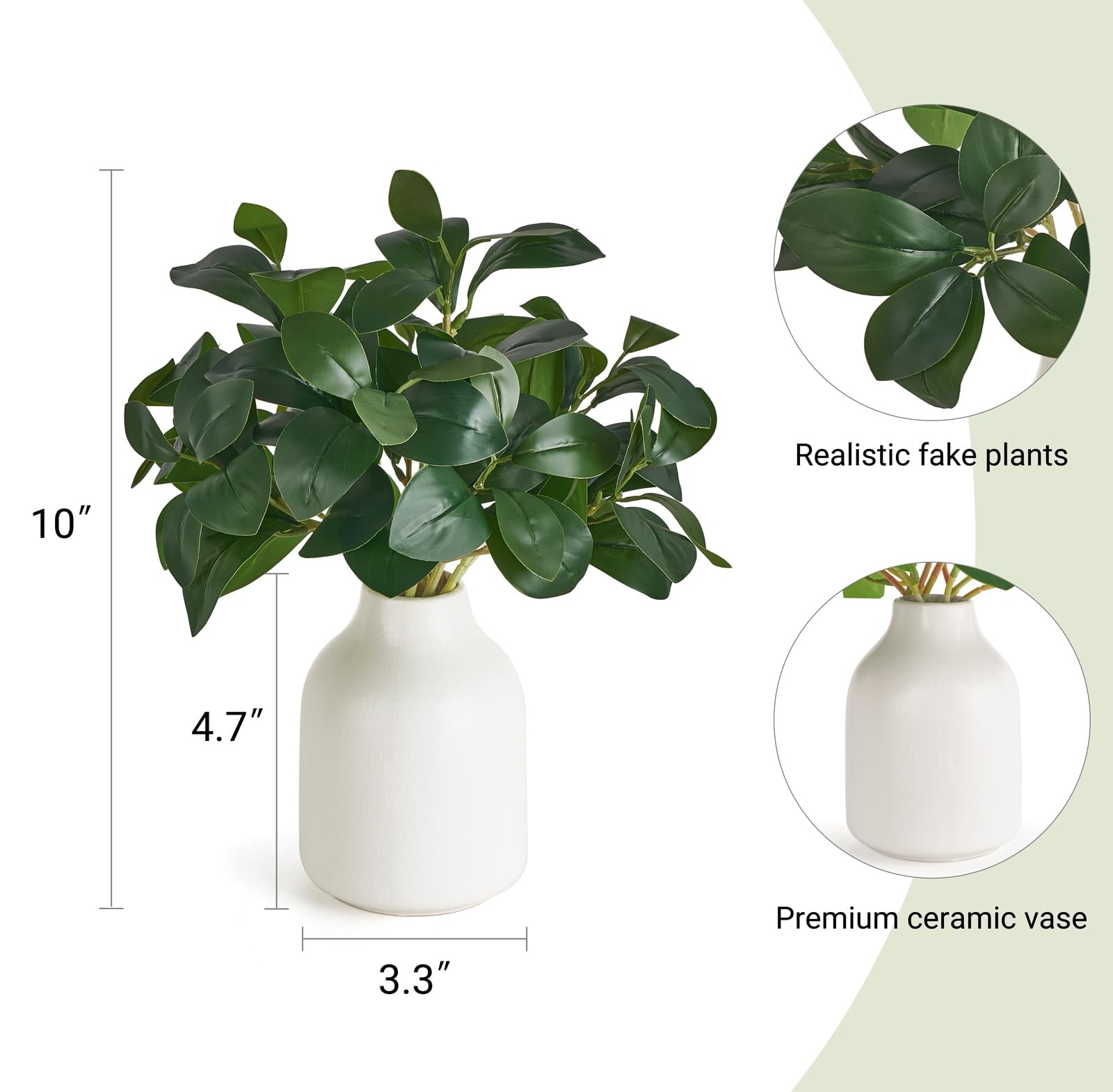 Fake Plants in Small White Vase for Table Decor Faux Plant Indoor