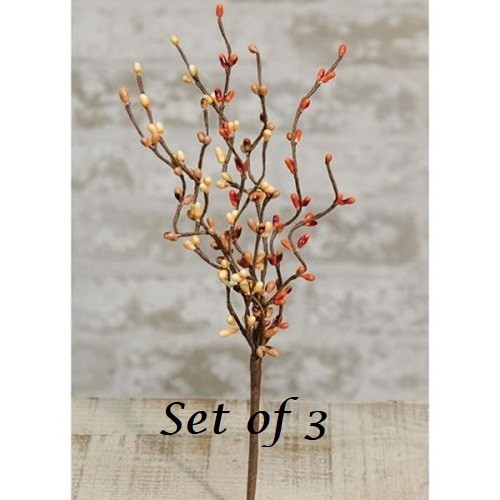NEW PRIMITIVE Pip Berry Picks Stems IVORY RUSTY ORANGE TAN 3 PC Crafts FALL 12″