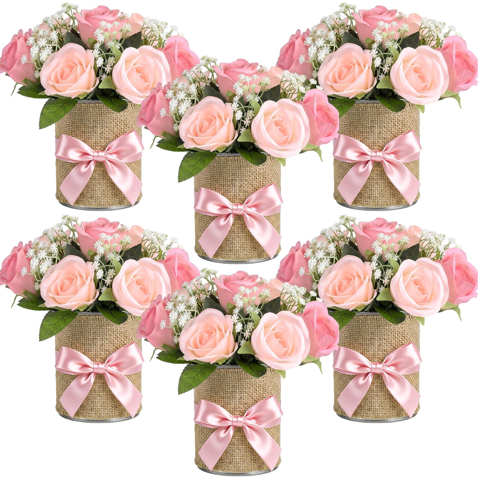 45 Pcs/6 Set Floral Baby Shower Decorations for Girl Rustic Vase Table Center…