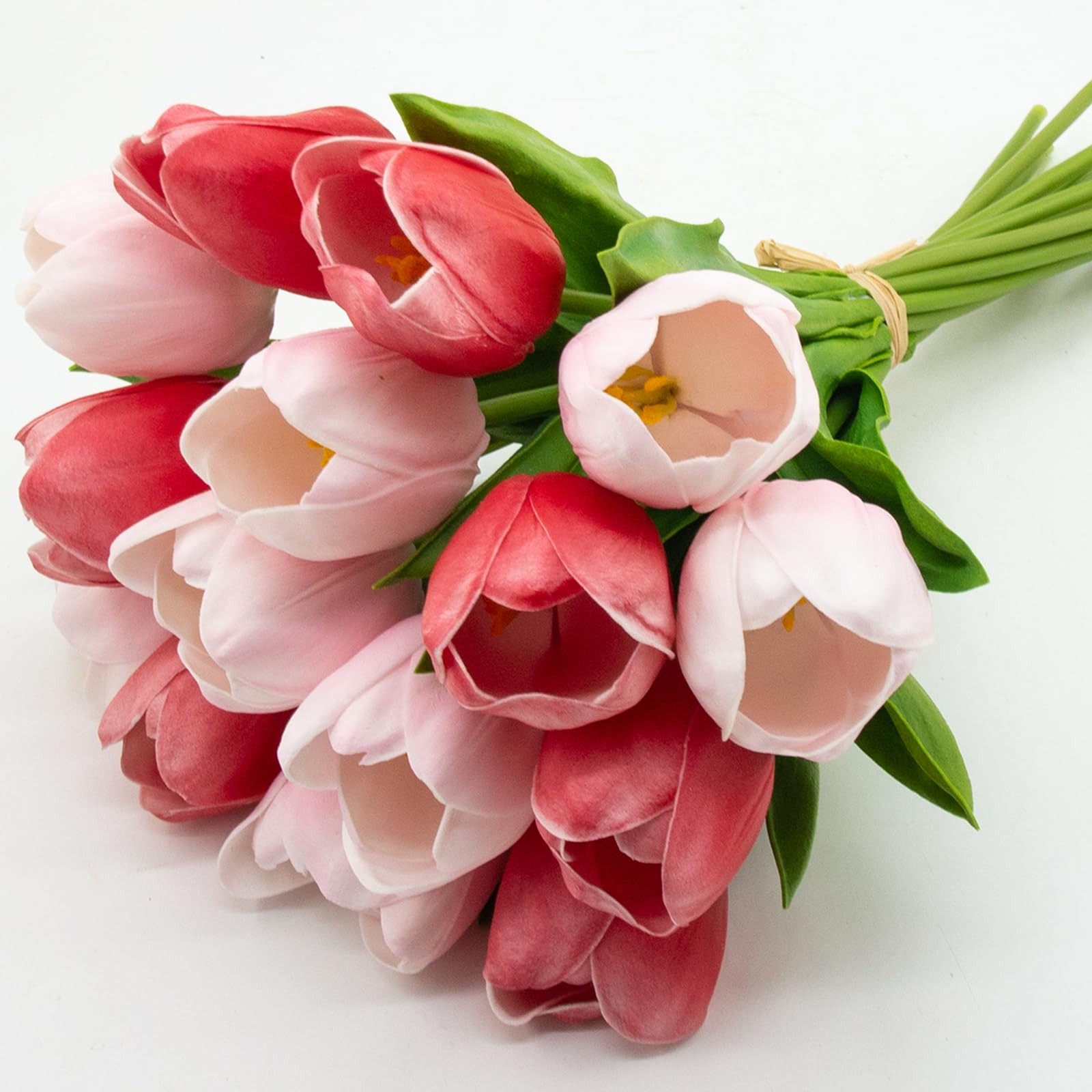 12pcs Multi Pink Real-Touch Tulips, Large, Wedding, Bridal Bouquet, Centerpiece