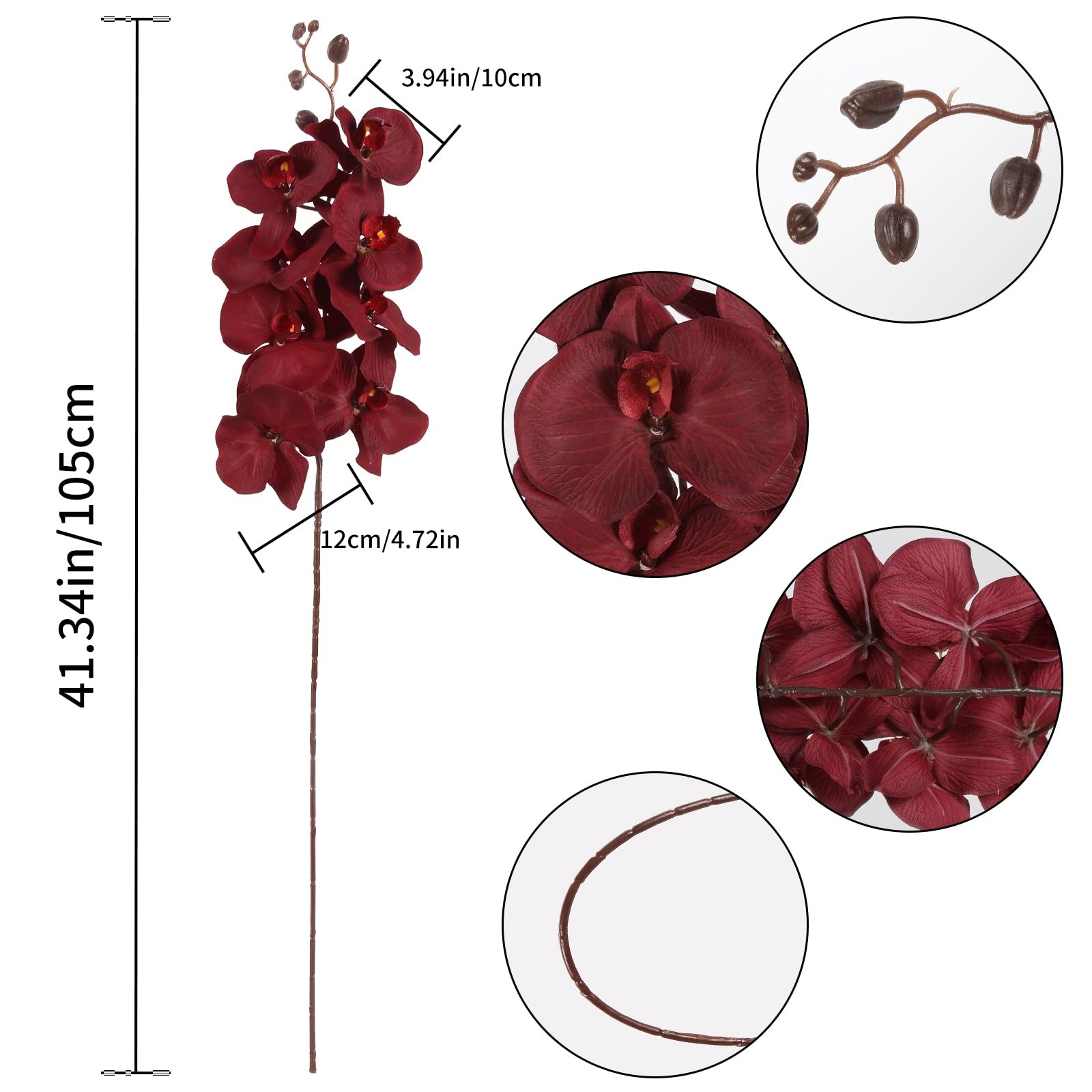 41.3in Orchids Artificial Flowers Faux Orchid 6PCS Velvet Silk Orchids that L…