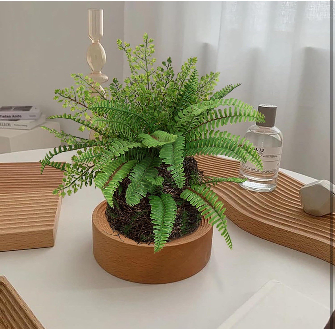 Artificial Boston Fern Plants Bushes Faux Plants Shrubs Greenery for House,