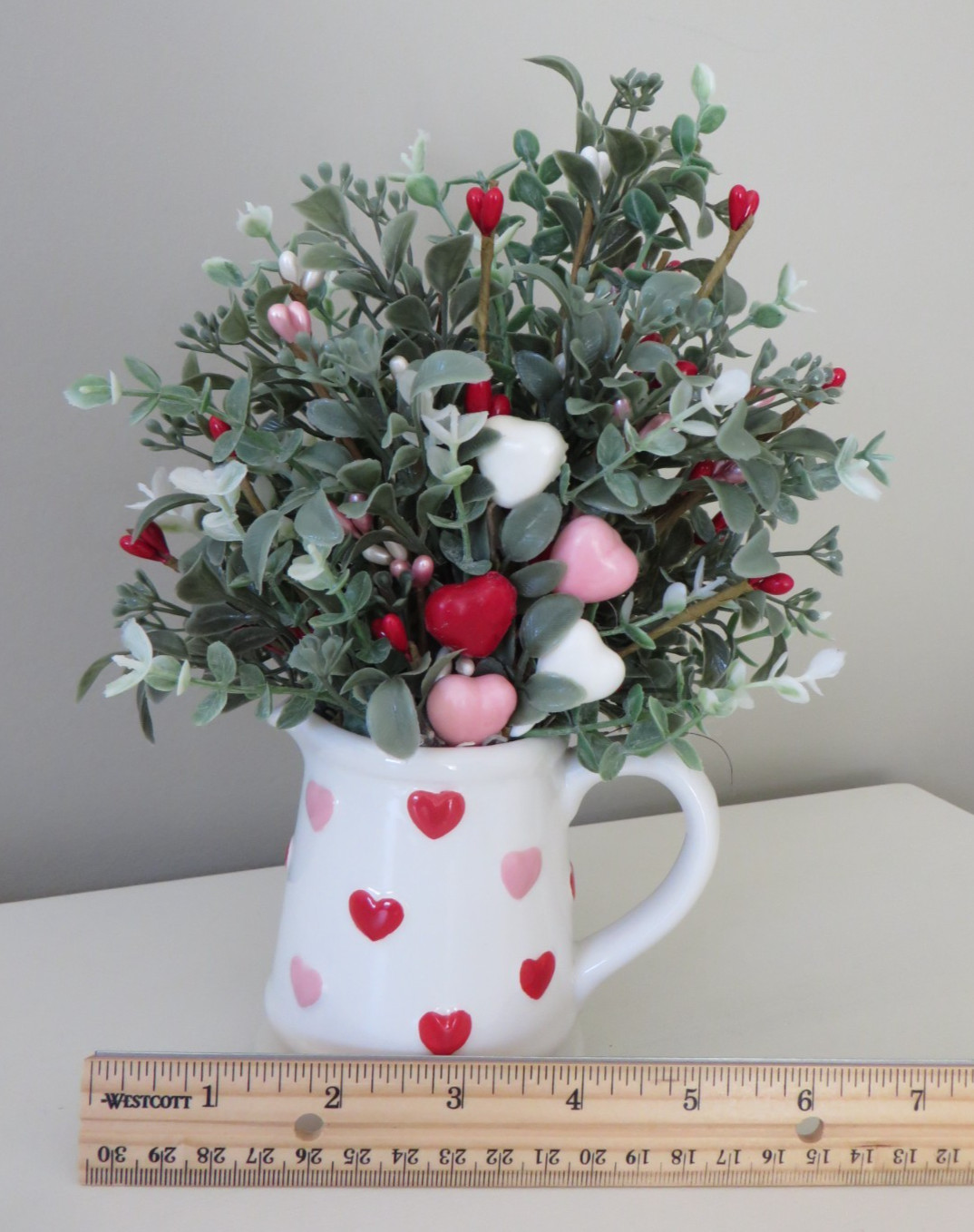 Valentine’s Day Floral Arrangement in Ceramic Creamer – Home Decor #584