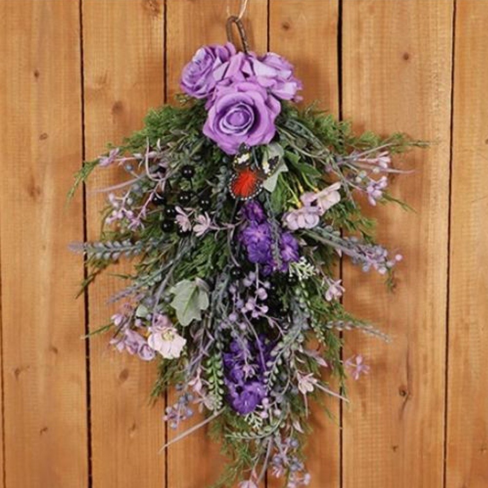 Natural Touch Purple Silk Flower Wall Hanging for Living Room or Bedroom Use