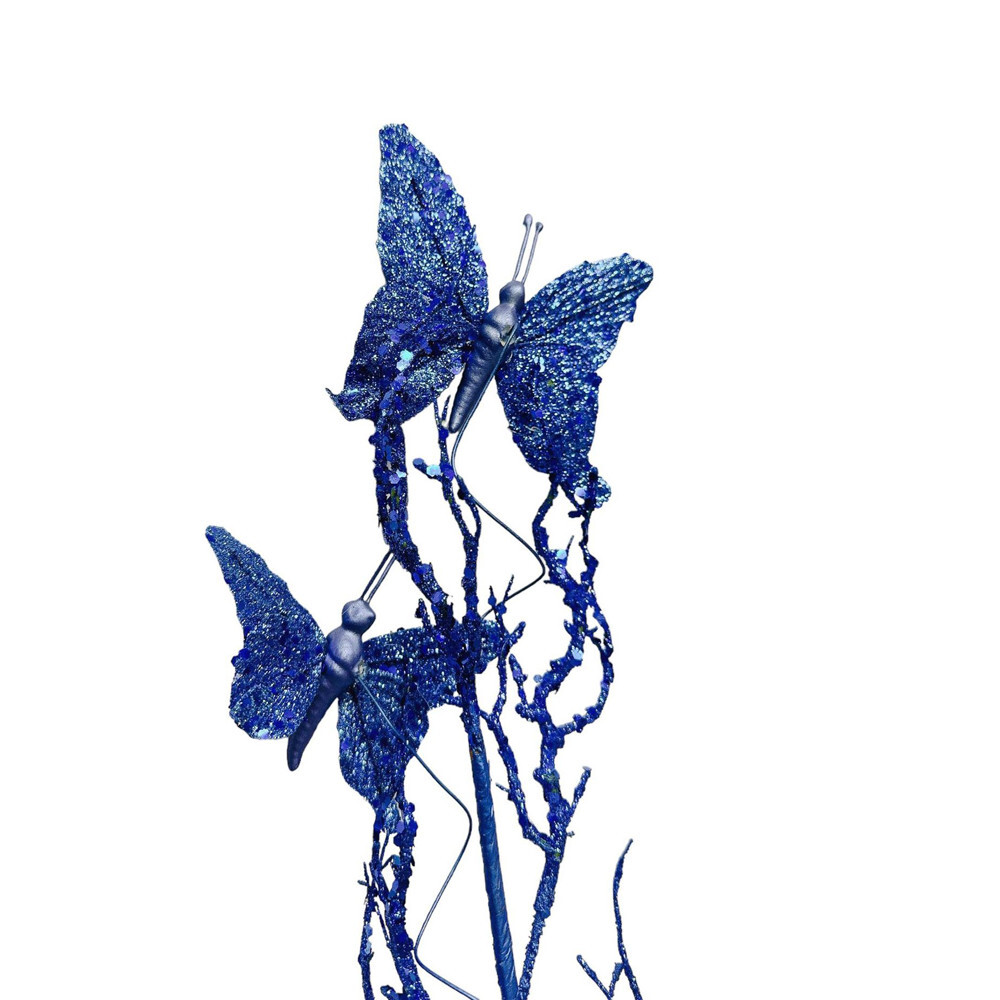 10 Pc 31″ Artificial Glitter Butterflies Dead Twig Spray Floral Decor Party Blue