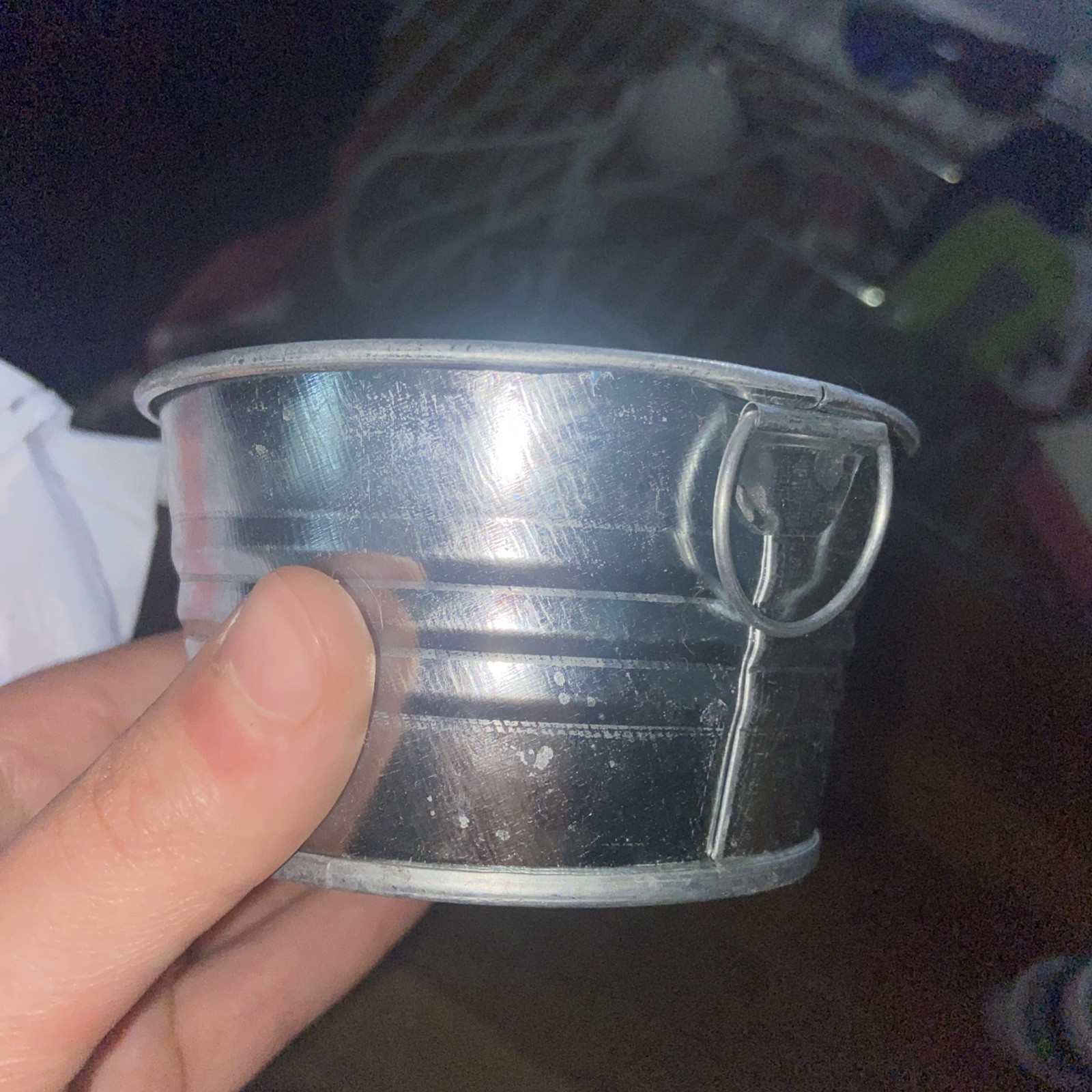 Set of 2 Silver Metal Plant Pot