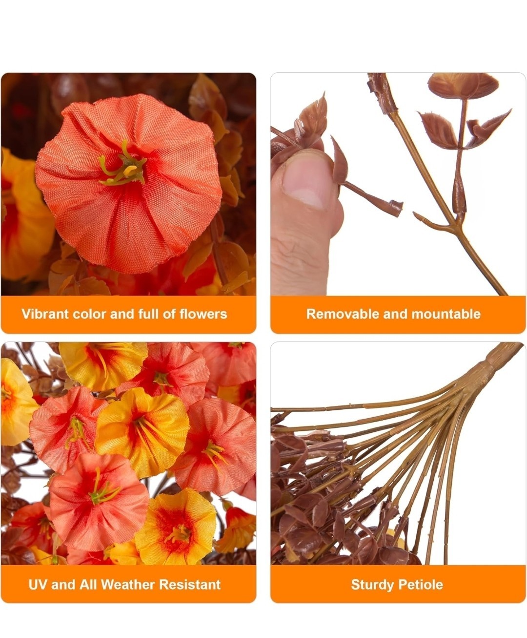 2 PCS Artificial Faux Fall Hanging Flowers Plants for Outdoor Decor,Fake Silk…