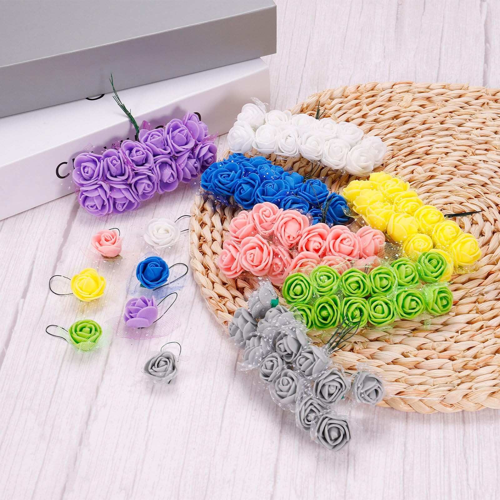 72PCS 0.8-1 Inch Yellow Mini Artificial Rose Flower Heads for DIY Craft Wedding