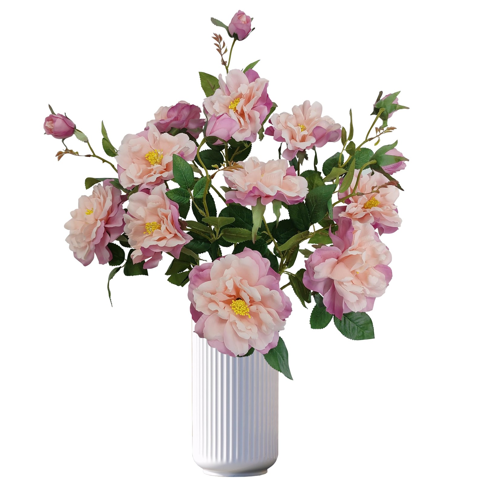 Pink Silk Roses with Stems Real Look, 5 pcs Fake Roses Artificial Flowers,Fau…