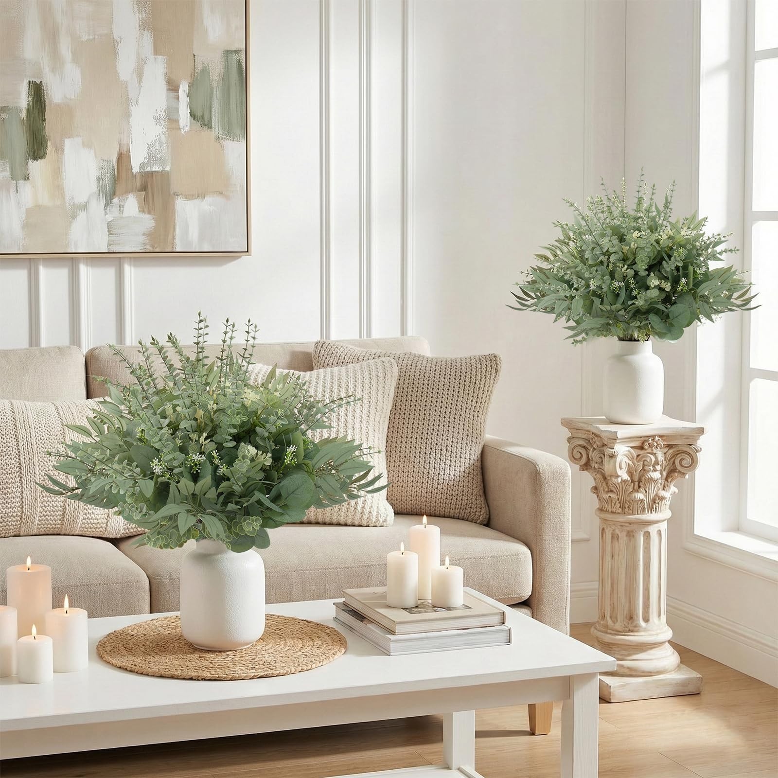130 Pcs Artificial Eucalyptus Stems – Faux Greenery for Wedding Bouquets & Home