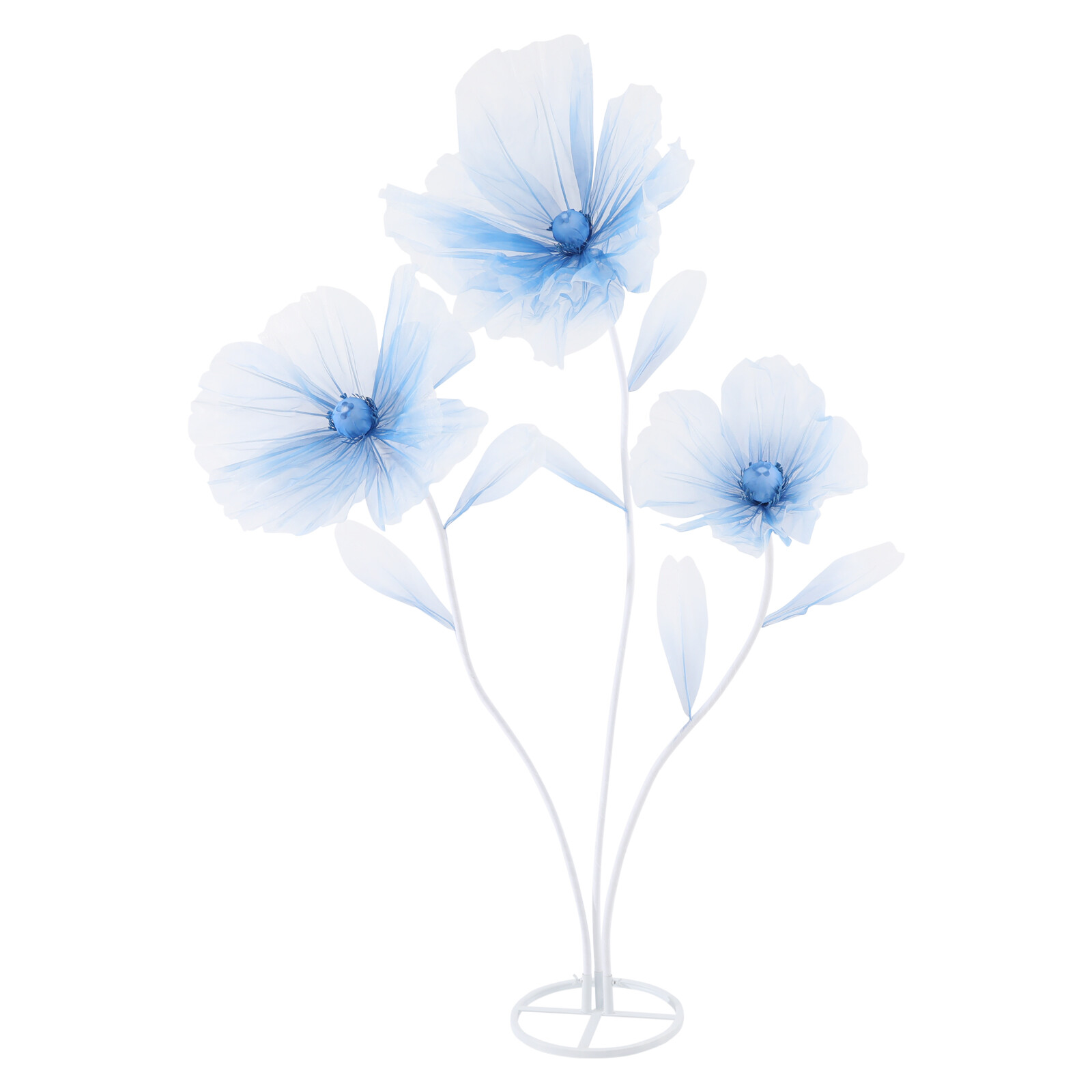 3-Head Artificial Flower Floor Decor Gradient Blue 67in