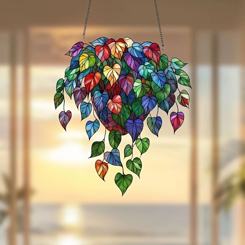 1Pcs 8In 2D Acrylic Colored Summer Plant Light-Collecting Device Flower Pot Wind