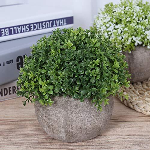Mini Plastic Artificial Plants Grass in Pot/Small Artificial Faux Green Leaf