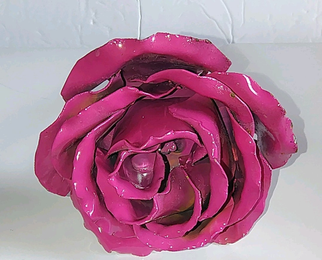 HandCrafted Pink Metal Art Rose Stem 10.5″ Decor