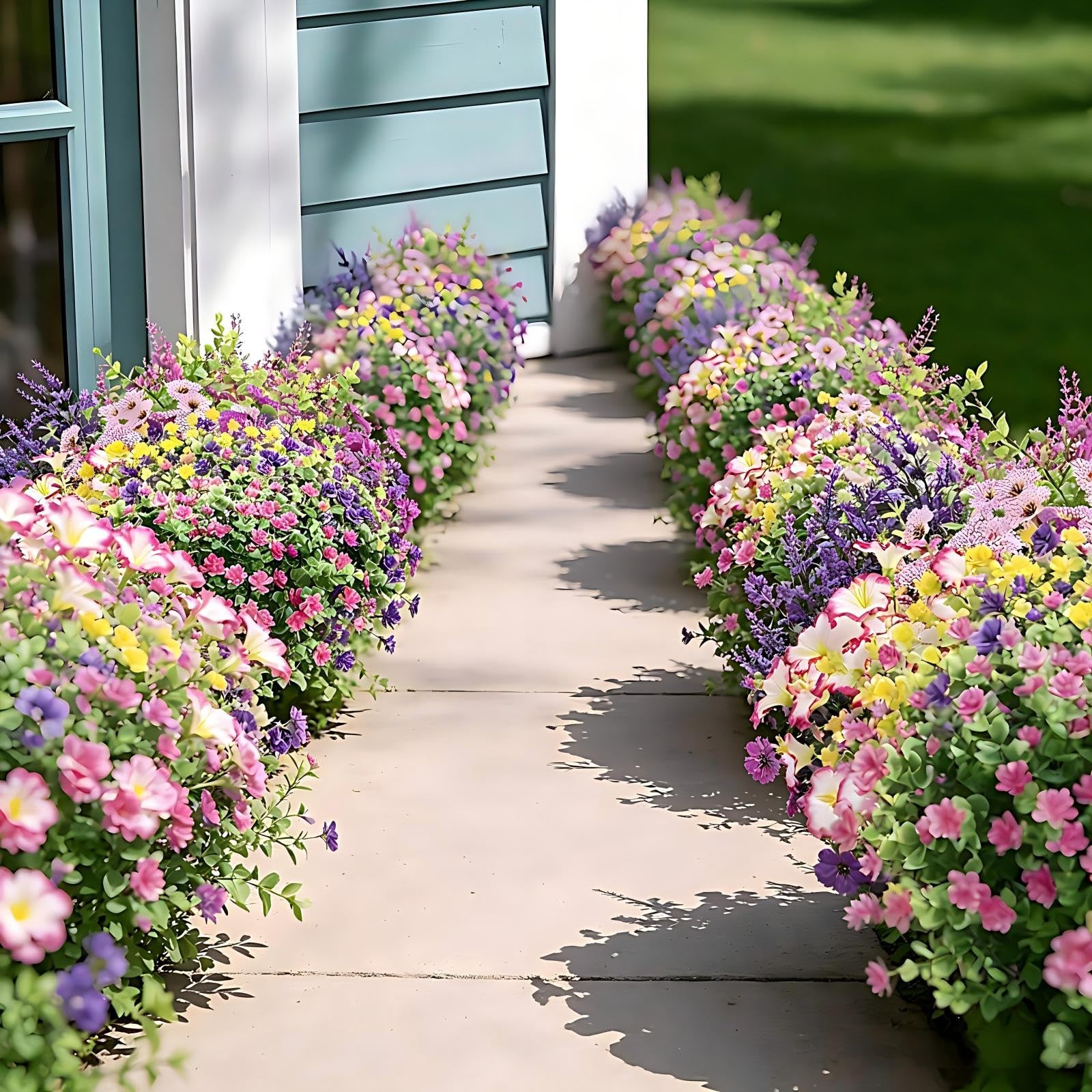20 Bundles Artificial Flowers for Outdoors – UV Resistant Realistic Fake Flow…