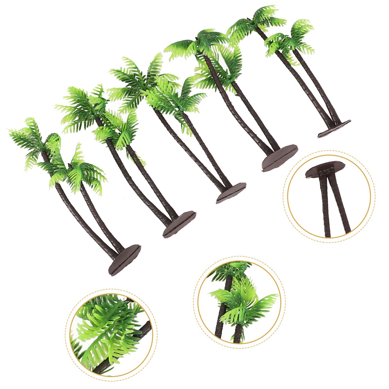 5Pcs Mini Plastic Coconut Palm Tree Plant Craft Landscape Aquarium Decor New
