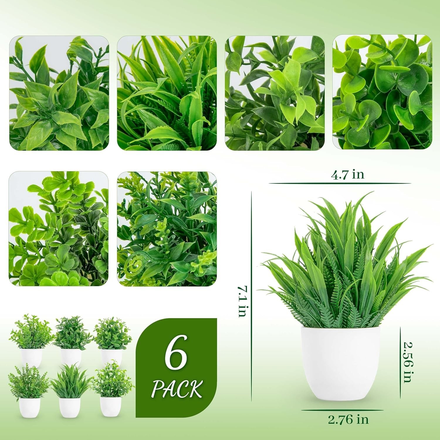 6 Pack Small Fake Plants Eucalyptus Rosemary Succulents Plants Artificial in …
