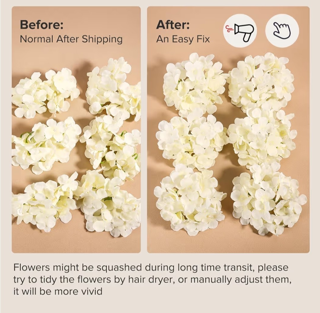 104pc. Silk Hydrangea Artificial Flowers w/Stems Champagne Color New