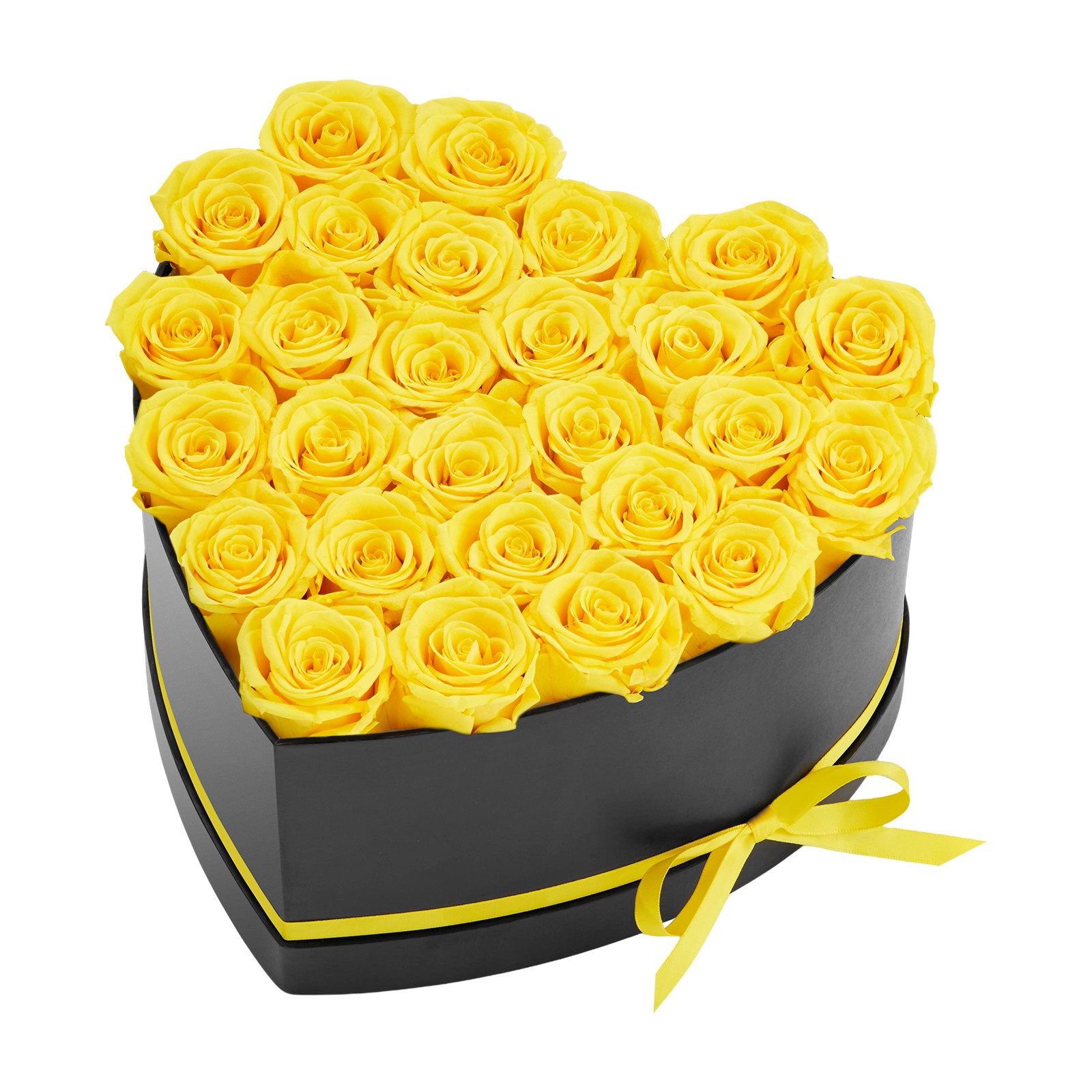 VEVOR Forever Flowers 27 Preserved Roses Heart Box Eternal Bouquet Yellow