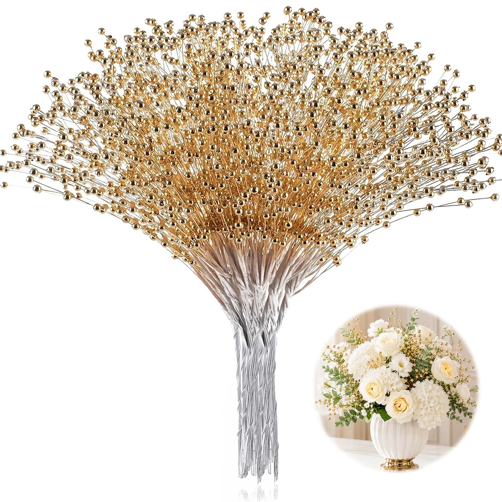 100Pcs Pearl Bouquet Party Decoration Pearl String Beaded Garland – 4mm Beads…