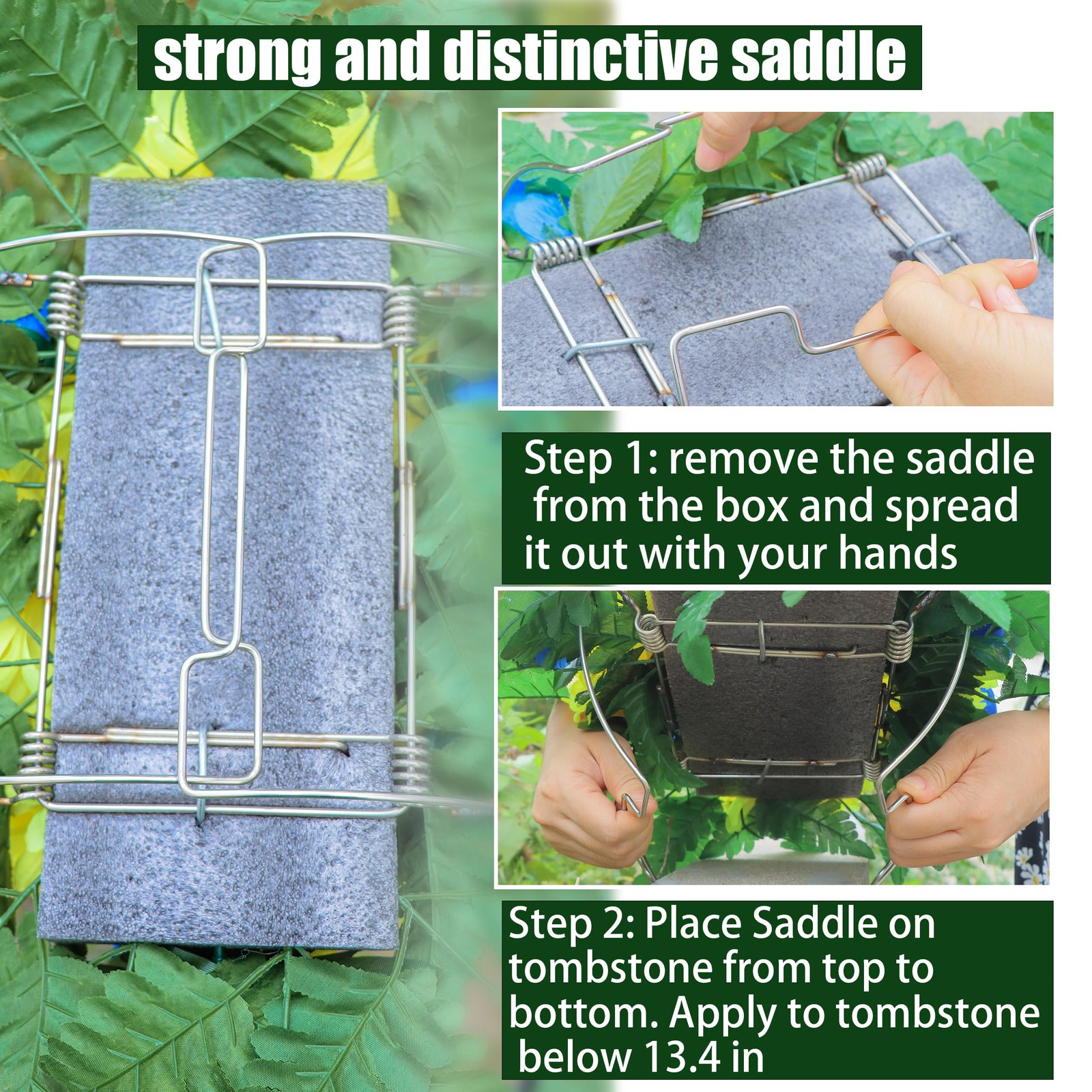 Cemetery Headstone Flower Saddle -Outdoor Grave Decorations ,Mixed of Artificial