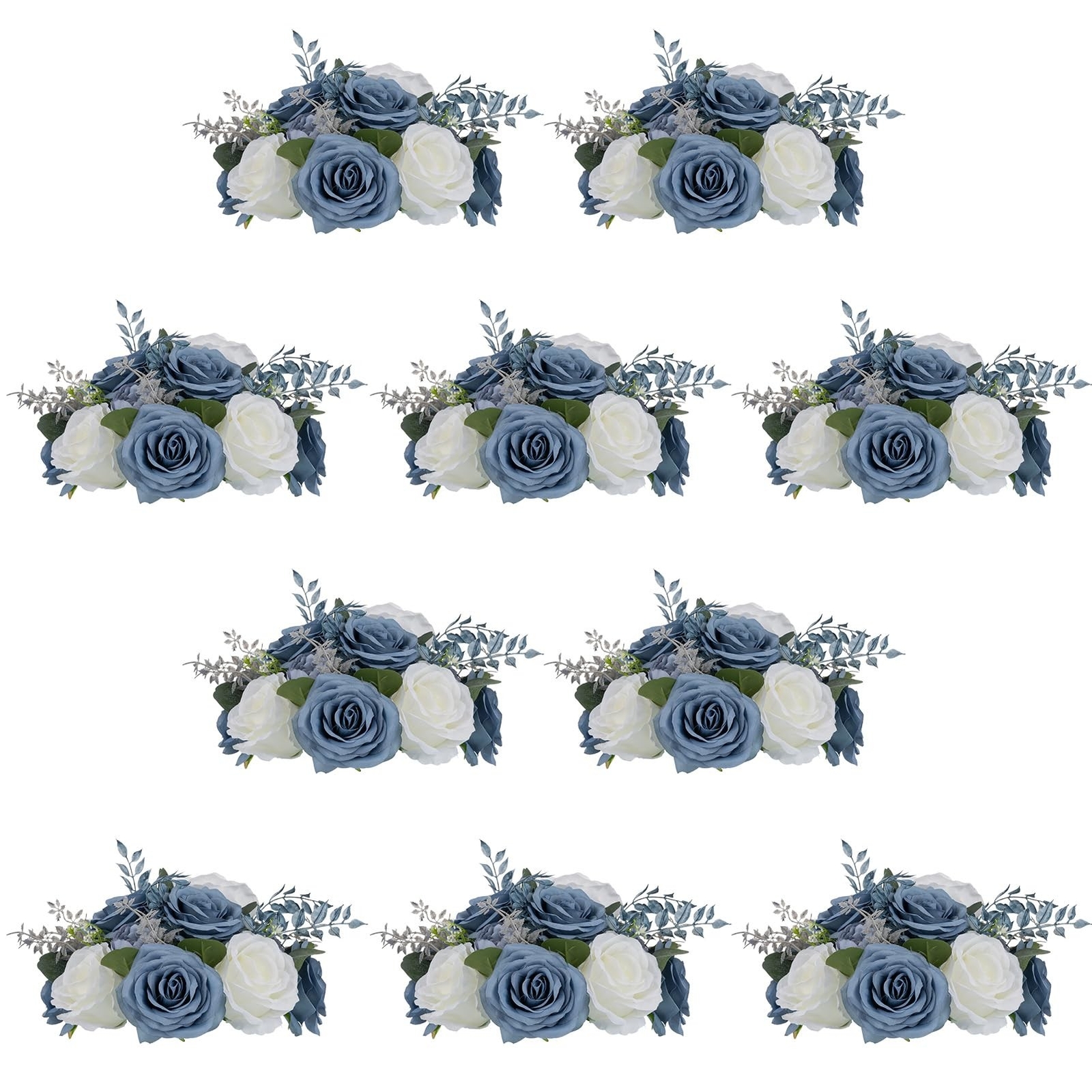 NUPTIO Flower Ball Arrangement Bouquet: 10 Pcs 9.4 inch Diameter Dusty Blue &…