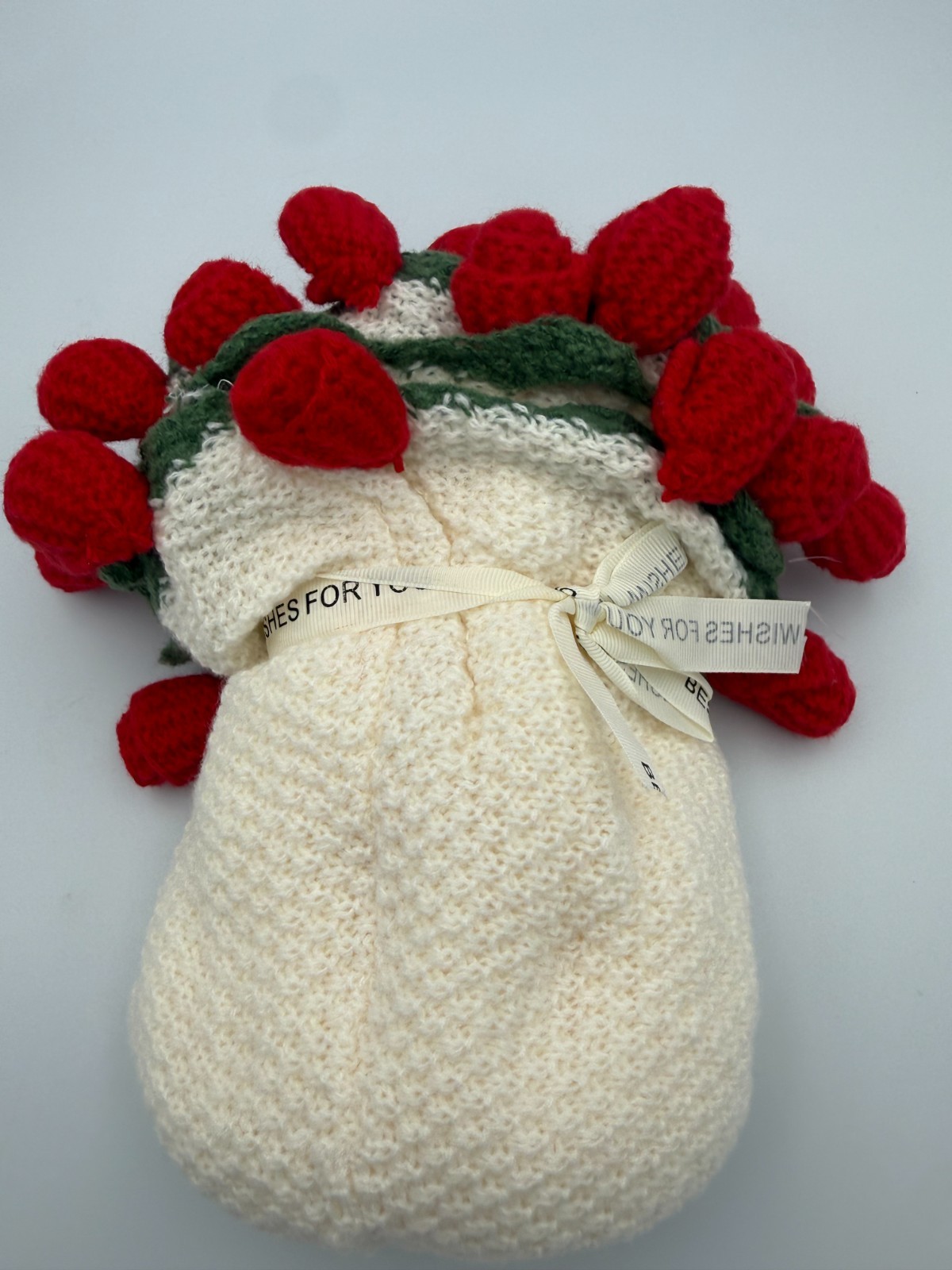Handmade Style Crochet Rose Flower Bouquet – Forever Knit Gift Pink Roses Decor