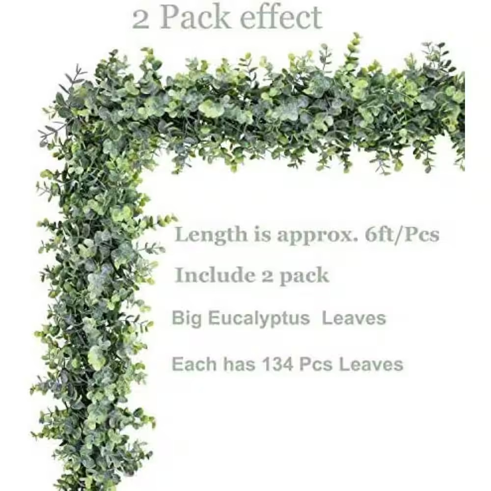 4 In. H Green Artificial Eucalyptus Garland Plant, 2 Pack