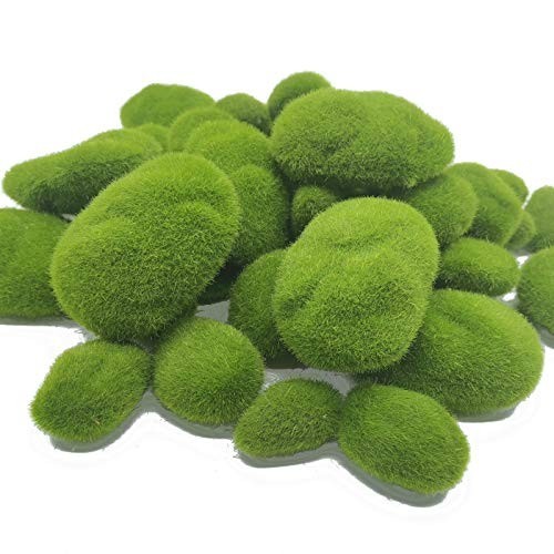 40 Pieces Artificial Moss Rocks 4 Sizes Green Foam Decor For Fairy Gardens