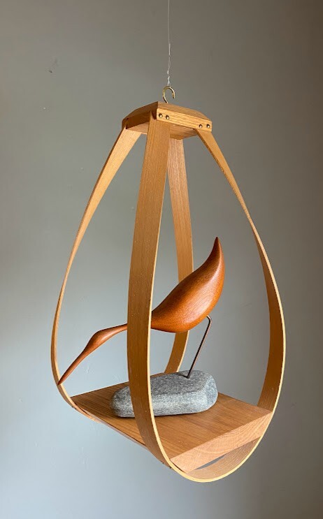 Bentwood Teardrop Hanging Wood Plant Planter Stand Shelf mcm mid century modern 