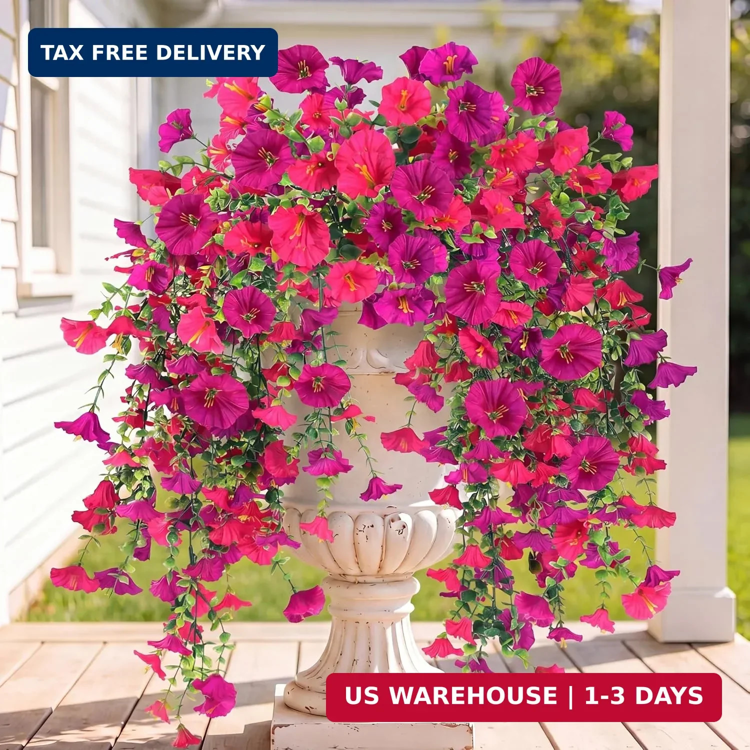 Artificial Fake Hanging Flowers Plants for Outdoor Outside Spring Summer Decorat