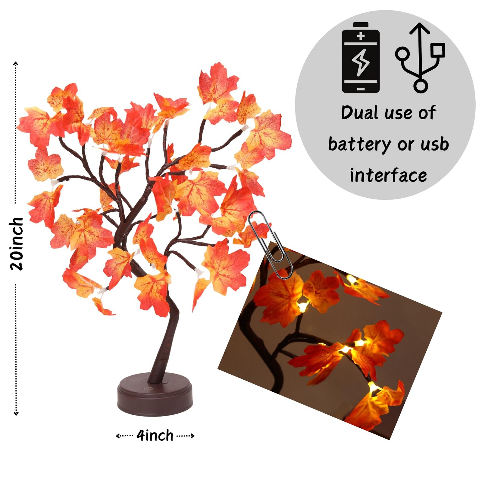 Artificial Autumn Lighting Maple Tree 24 LED Thanksgiving Decoration Desk Lamp B