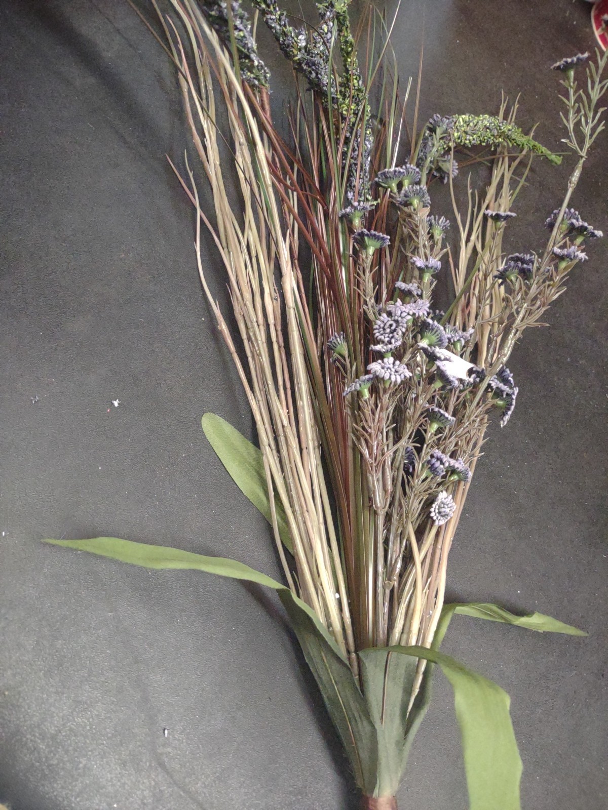 Vintage 22″ Plastic/Silk Bush, Swamp Lily Grass Plant Arrangement, Country Blue