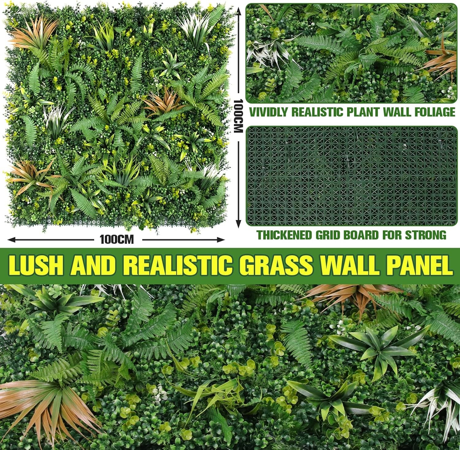 3 Pack 40×40 in Faux Greenery UV Resistant Privacy Fence Screen Faux Wall Panel