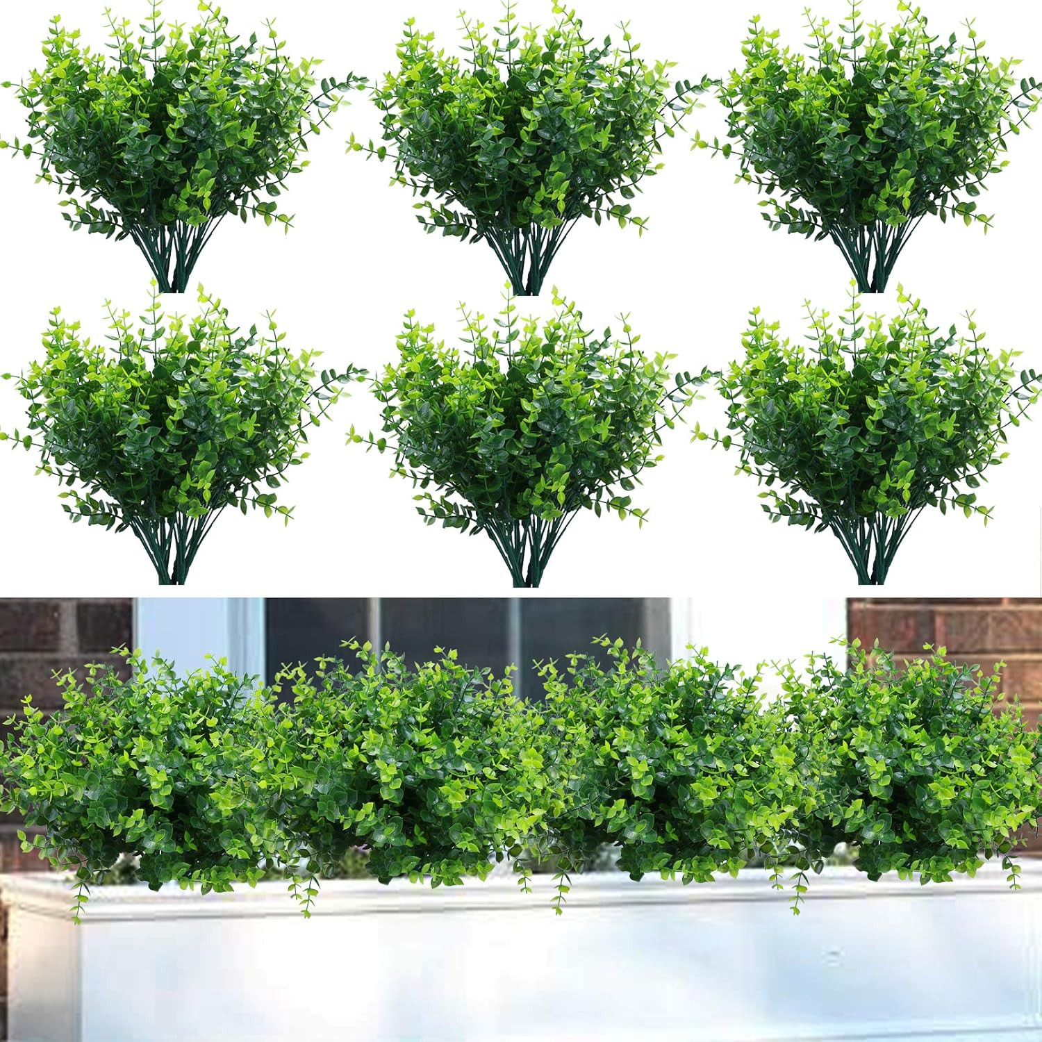 10 Pack Artificial Boxwood Stems for Outdoors Unfading in the Sun Plastic Fau…