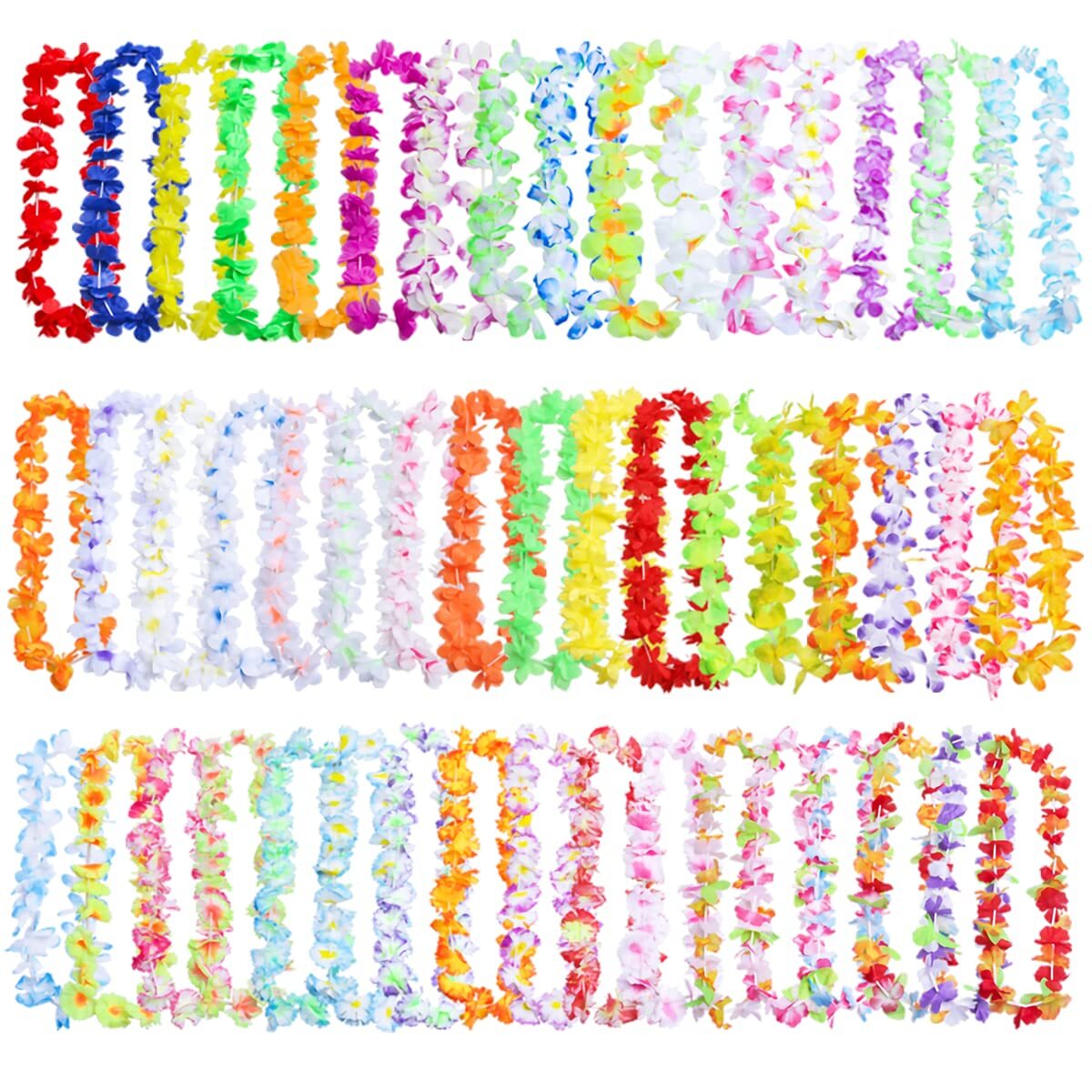 Collar de flores para decoración de fiesta de Lei hawaiano de 50 piezas