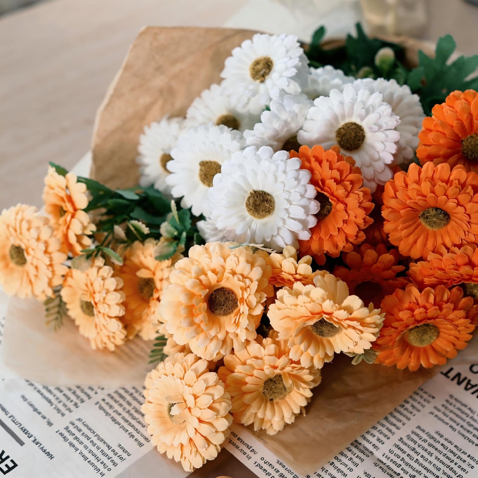 Artificial Mums, Outdoors Faux Fall Flowers Plants for Autumn Home Decor, 10 …