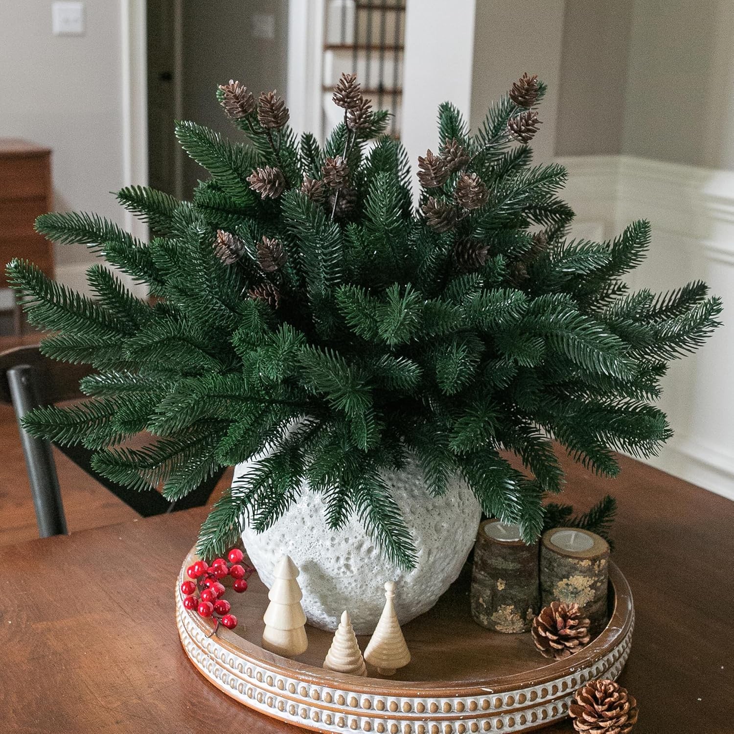 Ivydale 14Pc Faux Norfolk Pine Branches – Real Touch Greenery Stems