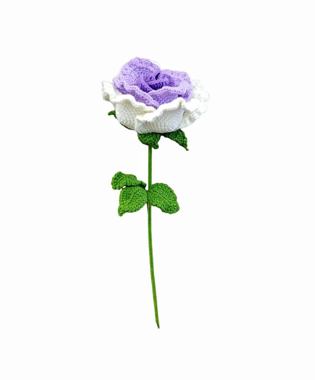 Handmade Crochet Knitted PurpleRose Flower Bouquet Artificial Flower Home Decor
