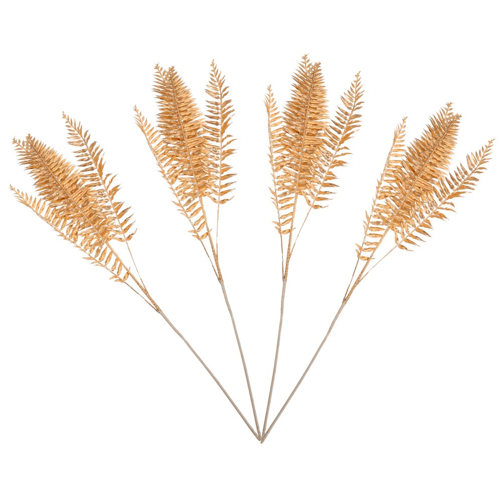 4Pcs Reusable Golden Artificial Leaf Stems for Floral Arrangement