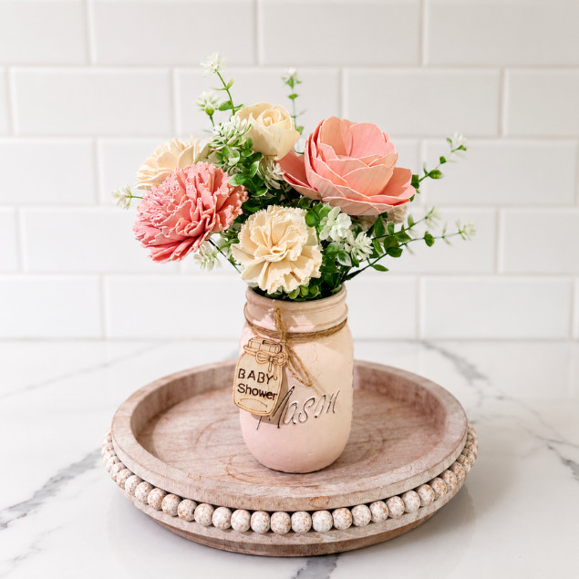 Sola Wood Floral Arrangement 16oz Mason Jar Personalised Custom Baby Shower Gift